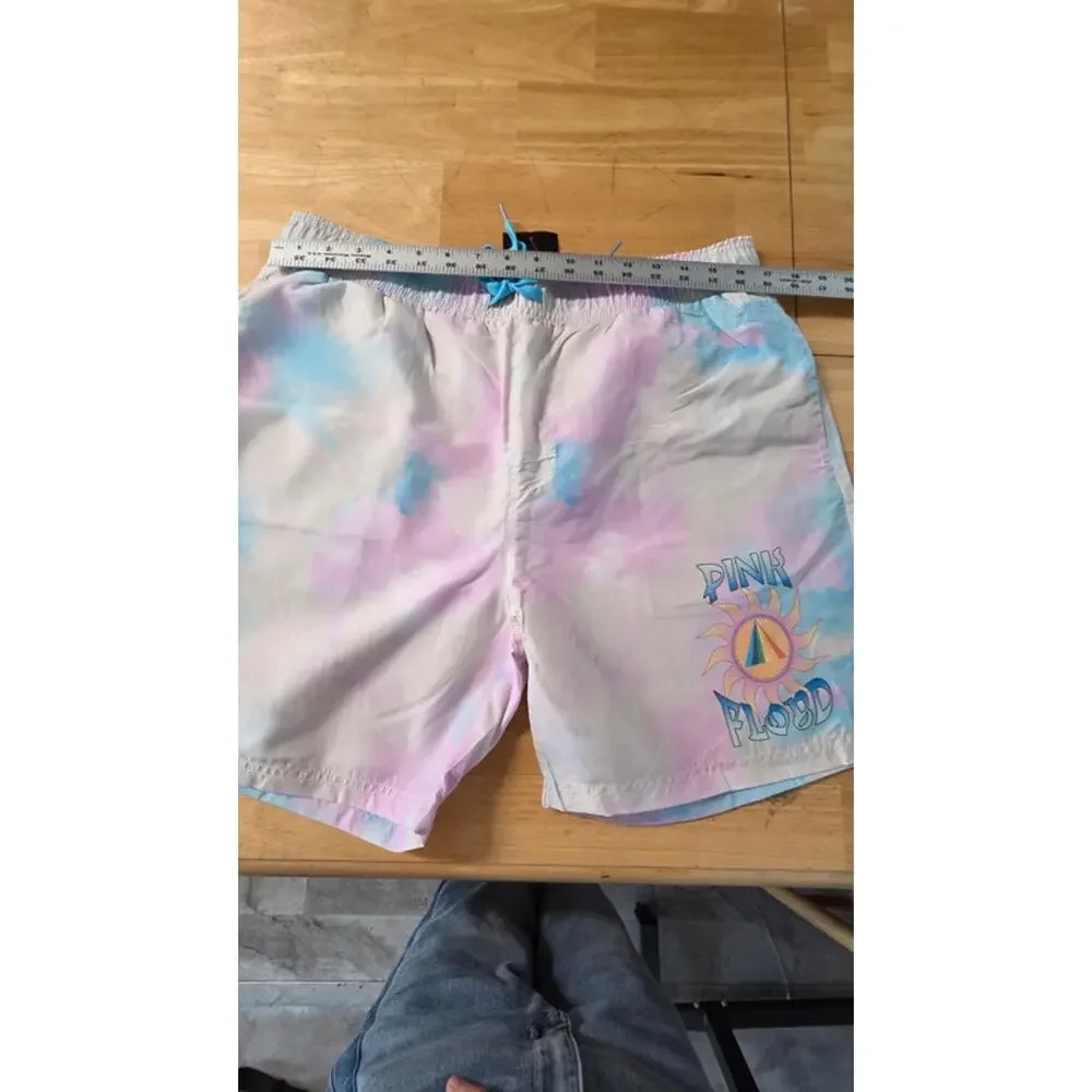 Pink Floyd Tie Dye Swim Trunks Board Shorts Mens XL Pastel Beach Shorts